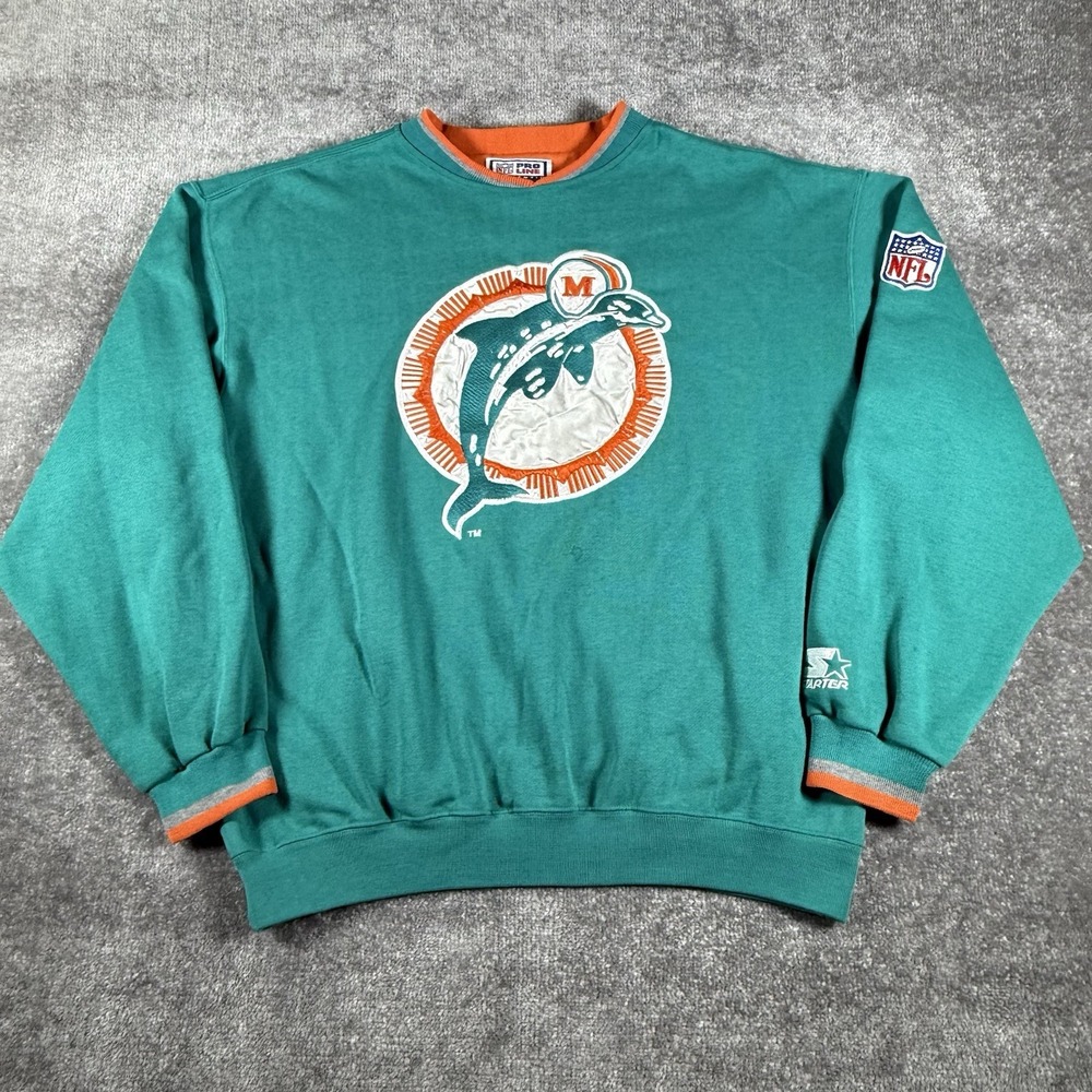 VTG 90's Pro Line Starter‎ Miami Dolphins Men's Large Classic Logo NFL Crewneck